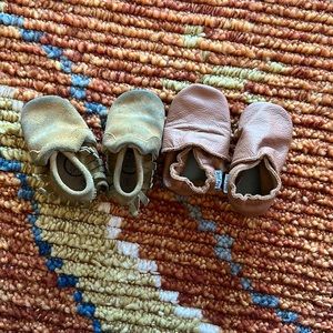 2 pairs of toddler/baby moccasins. Size 5 and size 12-18 months